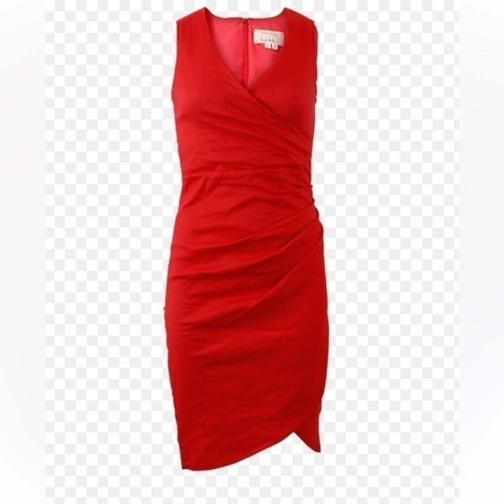 Torrid Red Wrap Bodycon Cocktail Prom Fitted Midi Dress Sleeveless V-nec…